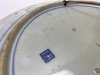 Large blue white phoenix dragon japanese porcelein plate - afbeelding 19 van  26