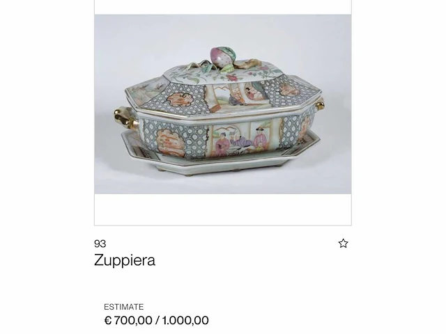 Large chinese hexagonal tureen with peach-shaped lid with tray - afbeelding 23 van  49