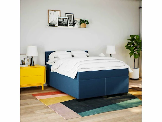 Lattenbodem met matras blauw 160x200 cm stof - levering enkel in belgië - afbeelding 1 van  8