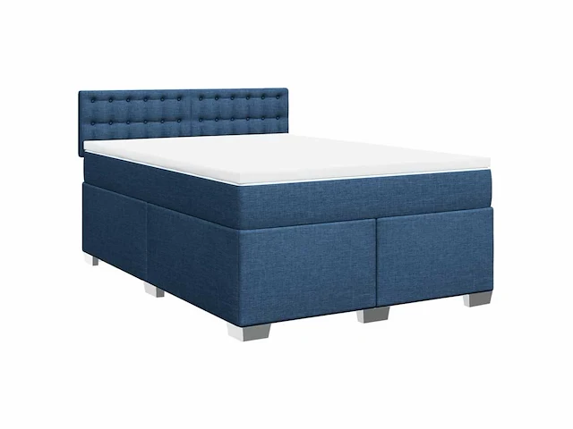 Lattenbodem met matras blauw 160x200 cm stof - levering enkel in belgië - afbeelding 2 van  8