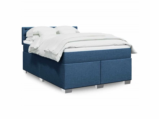 Lattenbodem met matras blauw 160x200 cm stof - levering enkel in belgië - afbeelding 3 van  8