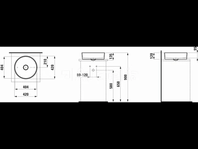 Laufen kartell - waskom 75x35 cm, diameter 42 cm, saphirkeramik, wit (nr. 15-11) - afbeelding 1 van  3