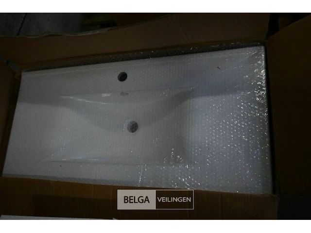 Lavabo steen-keramiek l100xb46 cm wit - afbeelding 1 van  1