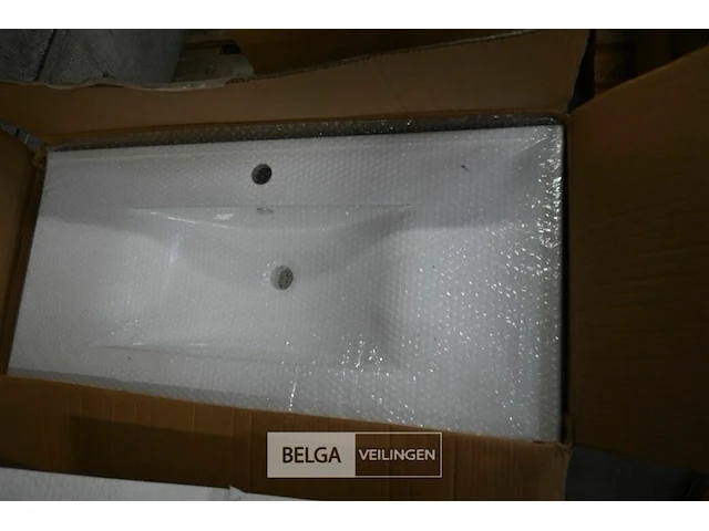 Lavabo steen-keramiek l100xb46 cm wit - afbeelding 1 van  1