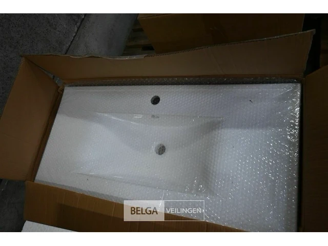 Lavabo steen-keramiek l100xb46 cm wit - afbeelding 1 van  1