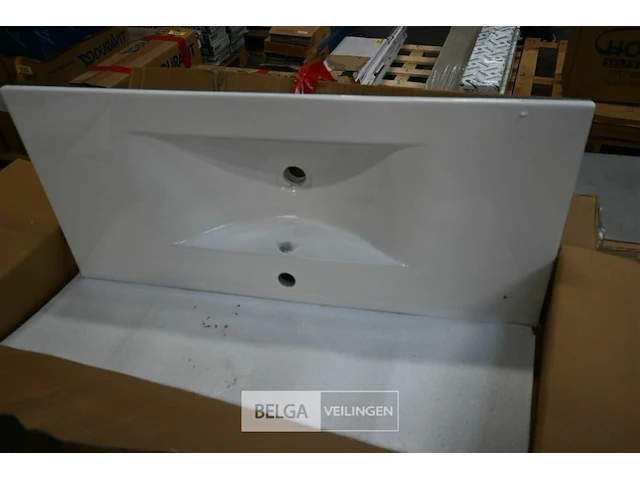 Lavabo steen-keramiek l102xb46 cm wit - afbeelding 1 van  1
