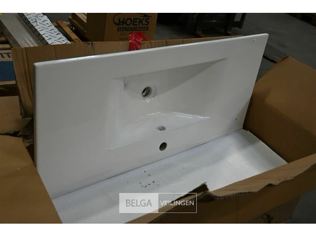 Lavabo steen-keramiek l102xb46 cm wit - afbeelding 1 van  1