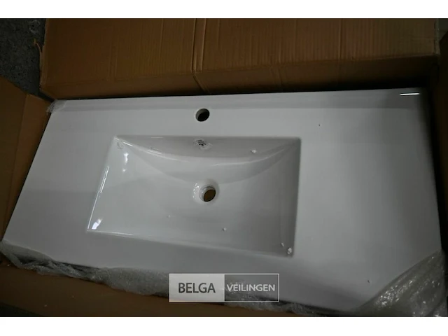 Lavabo steen-keramiek l103xb48 cm wit - afbeelding 1 van  1