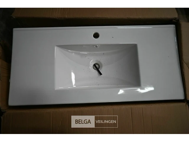 Lavabo steen-keramiek l103xb48 cm wit - afbeelding 1 van  1