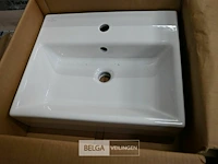 Lavabo steen-keramiek l50xb42 cm wit - afbeelding 1 van  2