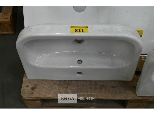 Lavabo steen-keramiek l56xb38 cm wit - afbeelding 1 van  1