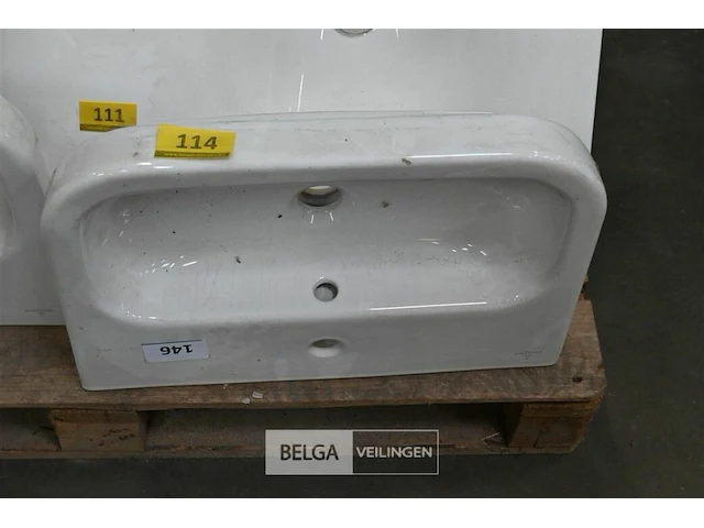 Lavabo steen-keramiek l56xb38 cm wit - afbeelding 1 van  1