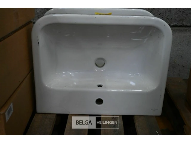 Lavabo steen-keramiek l60xb47 cm wit - afbeelding 1 van  1