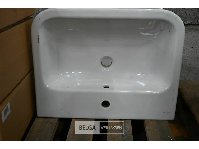 Lavabo steen-keramiek l60xb47 cm wit - afbeelding 1 van  1