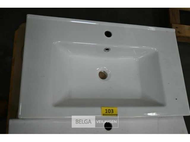 Lavabo steen-keramiek l75xb45 cm wit - afbeelding 1 van  1