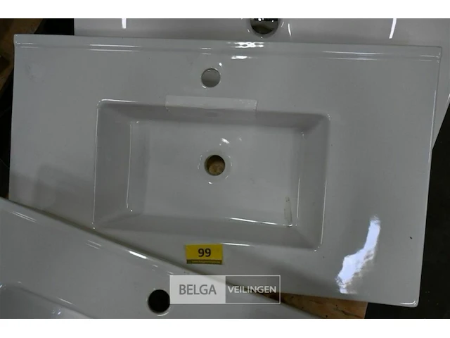Lavabo steen-keramiek l82xb46 cm wit - afbeelding 1 van  1