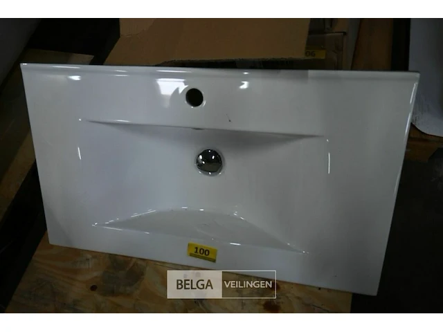 Lavabo steen-keramiek l82xb46 cm wit - afbeelding 1 van  1
