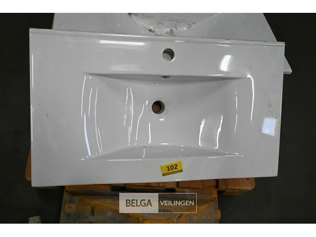 Lavabo steen-keramiek l82xb46 cm wit - afbeelding 1 van  1