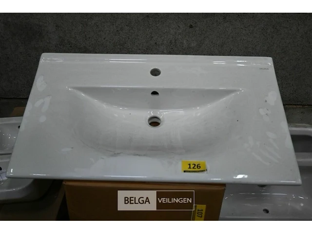 Lavabo steen-keramiek l85xb50 cm wit - afbeelding 1 van  1