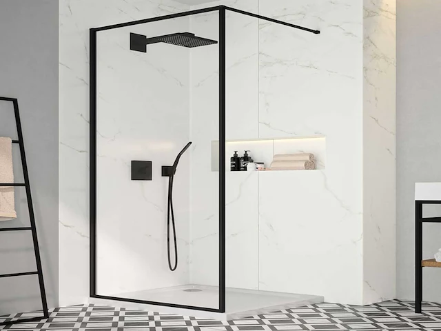 Lavinno - 90 bcf - inloopdouche met mat zwart frame - afbeelding 1 van  4