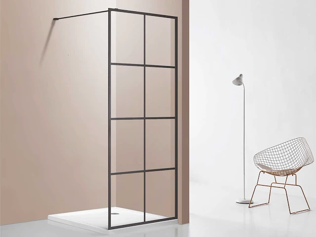 Lavinno - 90 kare - inloopdouche met mat zwart frame - afbeelding 2 van  6