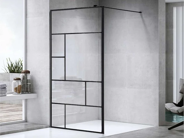Lavinno - design 90 - inloopdouche met mat zwart frame - afbeelding 1 van  5