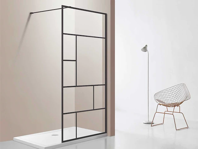 Lavinno - design 90 - inloopdouche met mat zwart frame - afbeelding 2 van  5