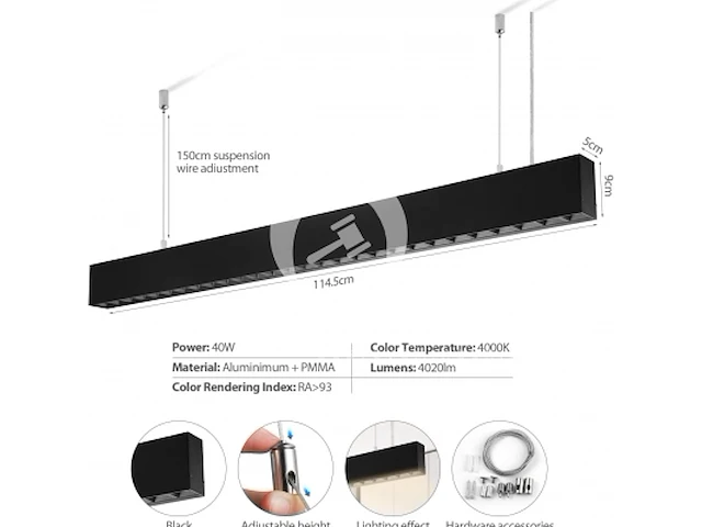 Led hanglamp 120cm 36w 4000k - afbeelding 1 van  4