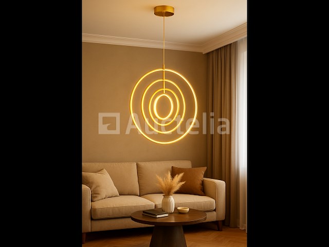 Led hanglamp – 5831/4 – 45w – goud – in hoogte verstelbaar – rechthoekig design - afbeelding 1 van  3