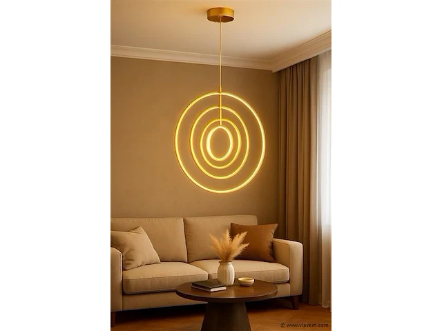 Led hanglamp – 5831/4 – 45w – goud – in hoogte verstelbaar – rechthoekig design - afbeelding 3 van  3