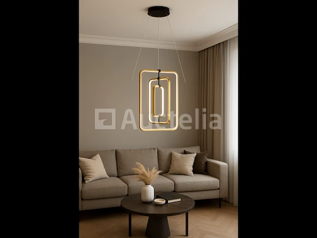Led hanglamp – 5835/3 – 45w – goud – in hoogte verstelbaar – rechthoekig design - afbeelding 2 van  2