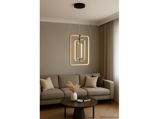 Led hanglamp – 5835/3 – 45w – goud – in hoogte verstelbaar – rechthoekig ontwerp - afbeelding 1 van  2