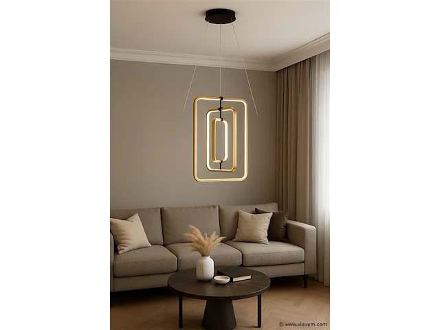 Led hanglamp – 5835/3 – 45w – goud – in hoogte verstelbaar – rechthoekig ontwerp - afbeelding 1 van  2