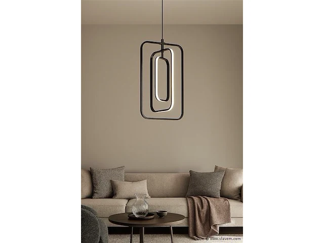 Led hanglamp – 5835/3 – 45w – zwart – in hoogte verstelbaar – rechthoekig design - afbeelding 1 van  3