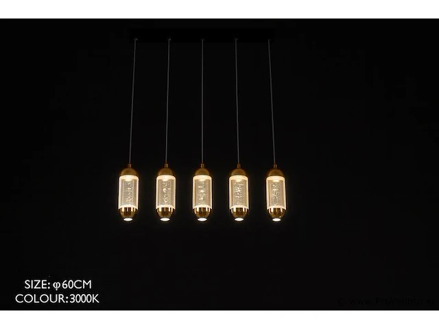 Led hanglamp – b028/5 – 3000k – warm wit – 600 mm – in hoogte verstelbaar – zilver - afbeelding 3 van  4