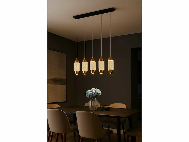 Led hanglamp – b028/5 – 3000k – warm wit – 600 mm – in hoogte verstelbaar – zilver - afbeelding 1 van  4