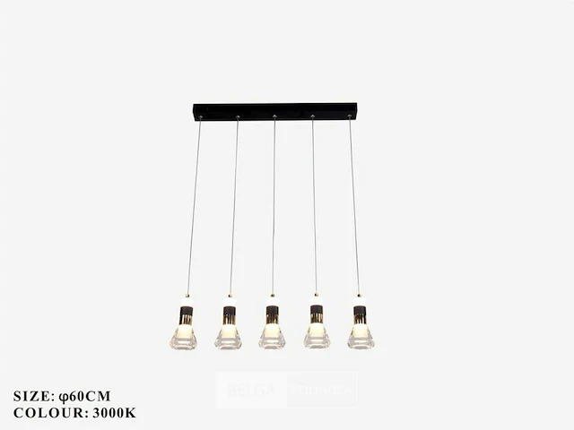 Led hanglamp – b029/5 – 3000k – warm wit – 600 mm – in hoogte verstelbaar – zilver - afbeelding 4 van  5