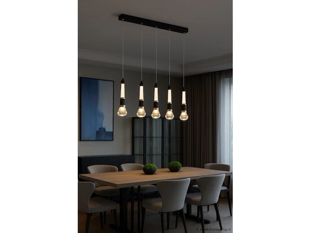 Led hanglamp – b032/5 – 3000k – warm wit – 600 mm – in hoogte verstelbaar – zilver - afbeelding 1 van  4