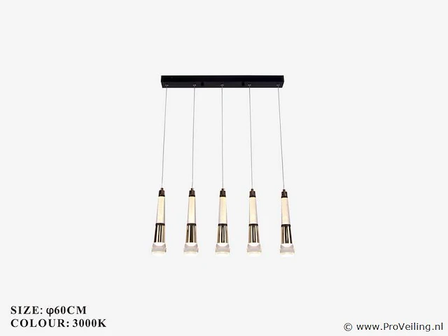 Led hanglamp – b032/5 – 3000k – warm wit – 600 mm – in hoogte verstelbaar – zilver - afbeelding 3 van  4
