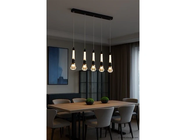 Led hanglamp – b032/5 – 3000k – warm wit – 600 mm – in hoogte verstelbaar – zilver - afbeelding 1 van  4