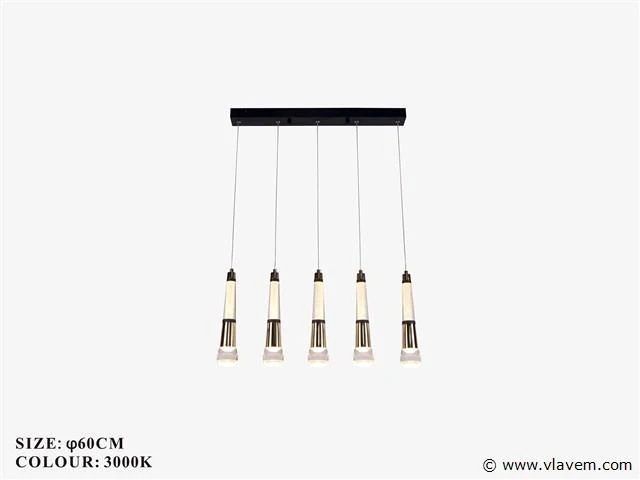 Led hanglamp – b032/5 – 3000k – warm wit – 600 mm – in hoogte verstelbaar – zilver - afbeelding 3 van  4