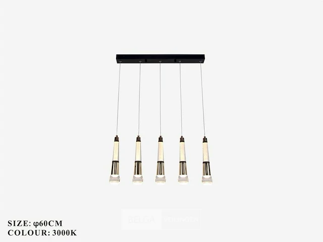 Led hanglamp – b032/5 – 3000k – warm wit – 600 mm – in hoogte verstelbaar – zilver - afbeelding 4 van  5