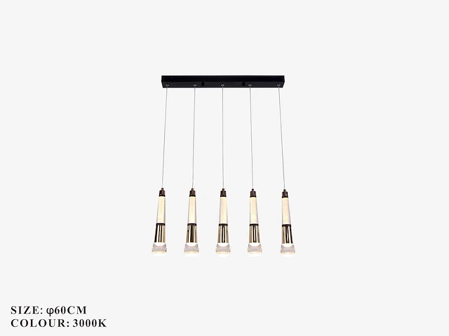 Led hanglamp – b032/5 – 3000k – warm wit – 600 mm – in hoogte verstelbaar – zilver - afbeelding 3 van  4