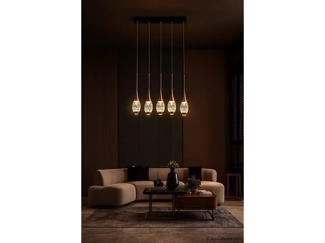 Led hanglamp – b045/5 – 3000k – warm wit – 600 mm – in hoogte verstelbaar – zilver - afbeelding 1 van  3