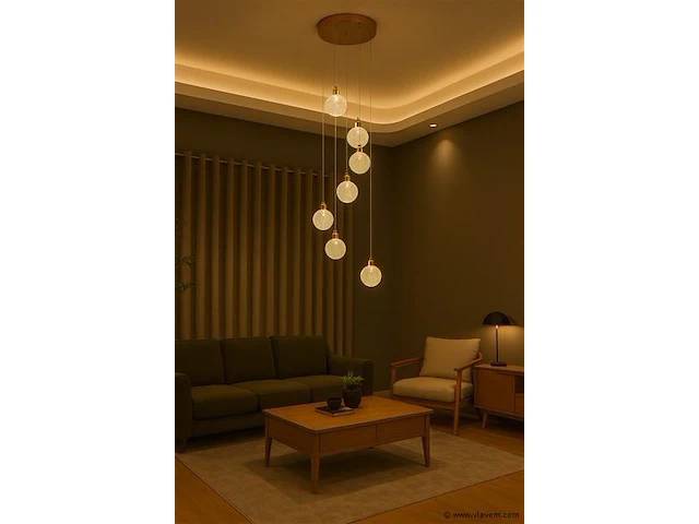 Led hanglamp – b051/8 – 3000k – warm wit – ø400 mm – in hoogte verstelbaar – zilver - afbeelding 1 van  3