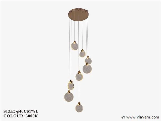 Led hanglamp – b051/8 – 3000k – warm wit – ø400 mm – in hoogte verstelbaar – zilver - afbeelding 2 van  3