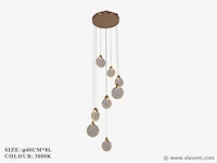 Led hanglamp – b051/8 – 3000k – warm wit – ø400 mm – in hoogte verstelbaar – zilver - afbeelding 2 van  3