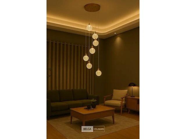 Led hanglamp – b051/8 – 3000k – warm wit – ø400 mm – in hoogte verstelbaar – zilver - afbeelding 1 van  4
