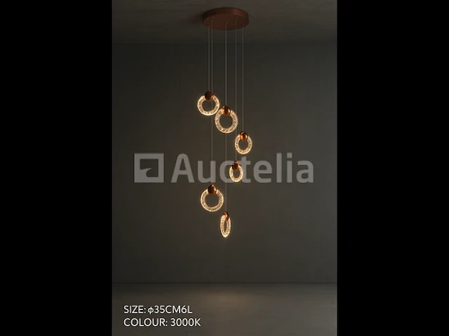 Led hanglamp – b052/6 – 3000k – warm wit – ø350 mm – in hoogte verstelbaar – zilver - afbeelding 1 van  3