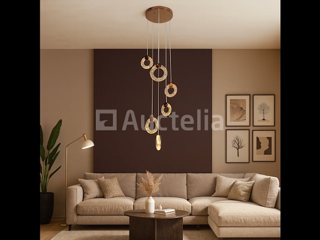 Led hanglamp – b052/6 – 3000k – warm wit – ø350 mm – in hoogte verstelbaar – zilver - afbeelding 1 van  3